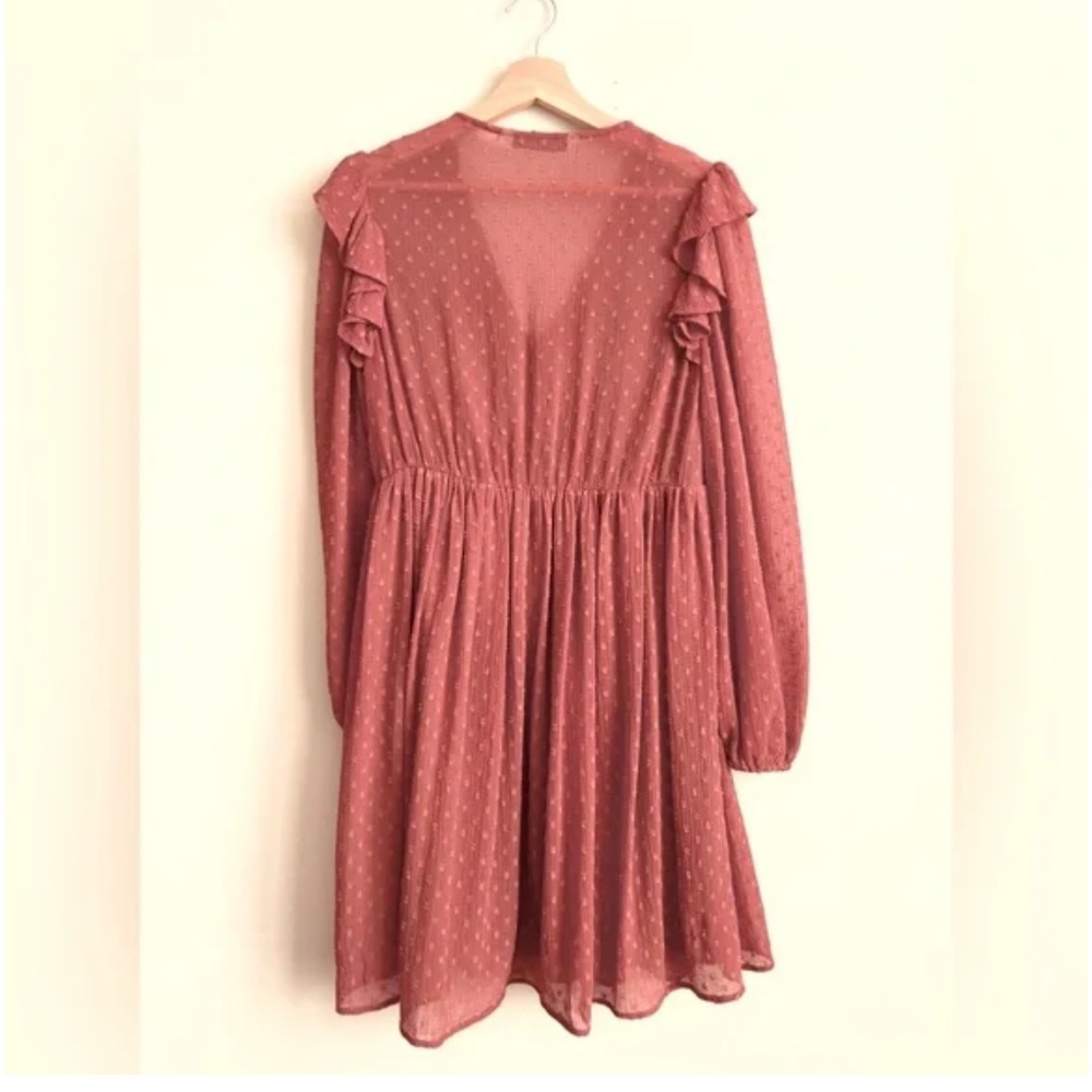 Zara Ruched Ruffle Longsleeve Dress - Picture 3 of 6